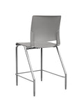 Back view of the SitOnIt Counter Stool in silver frame with gray poly shell. Kansas city office design.