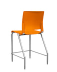 Back view of the SitOnIt Counter Stool in silver frame with orange poly shell. Kansas city office design.
