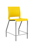 Front view of the SitOnIt Counter Stool in silver frame with yellow poly shell. Kansas city office design.