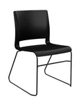 Front view of the SitOnIt Rio Wire Stacking chair in black poly with black frame. Kansas City Office Design.