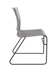 Side view of the SitOnIt Rio Wire Stacking chair in gray poly with black frame. Kansas City Office Design.