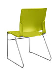 Back view of the SitOnIt Rio Wire Stacking chair in green poly with chrome frame. Kansas City Office Design.