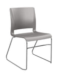 Front view of the SitOnIt Rio Wire Stacking chair in gray poly with chrome frame. Kansas City Office Design.