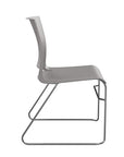 Side view of the SitOnIt Rio Wire Stacking chair in black poly with chrome frame. Kansas City Office Design.