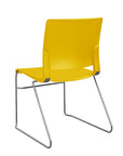 Back view of the SitOnIt Rio Wire Stacking chair in yellow poly with chrome frame. Kansas City Office Design.