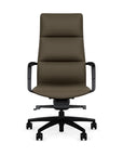 Front View of the SitOnIt Executive back Sephen Executive Conference Chair in Brownstone Vinyl with a black frame. Kansas City Office Design