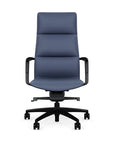 Front View of the SitOnIt Executive back Sephen Executive Conference Chair in Sapphire Vinyl with a black frame. Kansas City Office Design