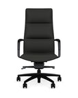 Front View of the SitOnIt Executive back Sephen Executive Conference Chair in Black Vinyl with a black frame. Kansas City Office Design