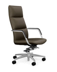 Side View of the SitOnIt Executive back Sephen Executive Conference Chair in Brownstone Vinyl with a polished frame. Kansas City Office Design