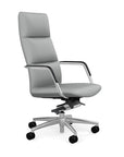 Side View of the SitOnIt Executive back Sephen Executive Conference Chair in Platinum Vinyl with a polished frame. Kansas City Office Design
