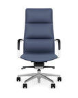 Front View of the SitOnIt Executive back Sephen Executive Conference Chair in Sapphire Vinyl with a polished frame. Kansas City Office Design