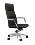 Side View of the SitOnIt Executive back Sephen Executive Conference Chair in Black Vinyl with a polished frame. Kansas City Office Design