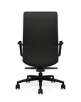 Front View of the SitOnIt High back Sephen Executive Conference Chair in Black Vinyl with a black frame. Kansas City Office Design