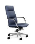 Side View of the SitOnIt High back Sephen Executive Conference Chair in Sapphire Vinyl with a polished frame. Kansas City Office Design