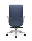 Back View of the SitOnIt High back Sephen Executive Conference Chair in Sapphire Vinyl with a polished frame. Kansas City Office Design