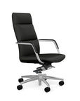Side View of the SitOnIt High back Sephen Executive Conference Chair in Black Vinyl with a polished frame. Kansas City Office Design