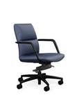 Side View of the SitOnIt Low back Sephen Executive Conference Chair in Sapphire Vinyl with a black frame. Kansas City Office Design