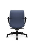 Back View of the SitOnIt Low back Sephen Executive Conference Chair in Sapphire Vinyl with a black frame. Kansas City Office Design