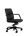 Side View of the SitOnIt Low back Sephen Executive Conference Chair in Black Vinyl with a black frame. Kansas City Office Design