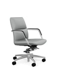 Side View of the SitOnIt Low back Sephen Executive Conference Chair in Platinum Vinyl with a polished frame. Kansas City Office Design