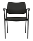 Front view of the SitOnIt Cora guest chair in Black Vinyl Fabric and Black Frame. Kansas City Office Design.