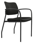 Side view of the SitOnIt Cora guest chair in Black Vinyl Fabric and Black Frame. Kansas City Office Design.