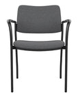 Front view of the SitOnIt Cora guest chair in Gray Fabric and Black Frame. Kansas City Office Design.