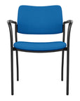 Front view of the SitOnIt Cora guest chair in Blue Fabric and Black Frame. Kansas City Office Design.