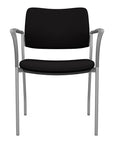 Front view of the SitOnIt Cora guest chair in Black Fabric and Silver Frame. Kansas City Office Design.