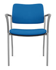Front view of the SitOnIt Cora guest chair in Blue Fabric and Silver Frame. Kansas City Office Design.