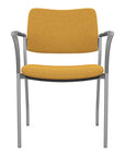 Front view of the SitOnIt Cora guest chair in Gold Fabric and Silver Frame. Kansas City Office Design.