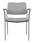 Front view of the SitOnIt Cora guest chair in Platinum Vinyl Fabric and Silver Frame. Kansas City Office Design.