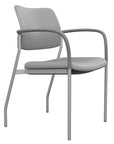 Side view of the SitOnIt Cora guest chair in Platinum Vinyl Fabric and Silver Frame. Kansas City Office Design.