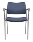 Front view of the SitOnIt Cora guest chair in Sapphire Vinyl Fabric and Silver Frame. Kansas City Office Design.