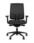 Front view of the Highback SitonIt Focus 2.0 Ergonomic Desk Chair in a black mesh, black frame, black vinyl fabric seat. Kansas City Office Design