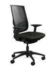 Side view of the Highback SitonIt Focus 2.0 Ergonomic Desk Chair in a black mesh, black frame, black vinyl fabric seat. Kansas City Office Design