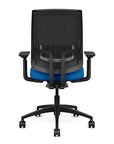 Back view of the Highback SitonIt Focus 2.0 Ergonomic Desk Chair in a black mesh, black frame, blue fabric seat. Kansas City Office Design