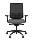 Front view of the Highback SitonIt Focus 2.0 Ergonomic Desk Chair in a black mesh, black frame, gray fabric seat. Kansas City Office Design