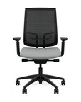 Front view of the Highback SitonIt Focus 2.0 Ergonomic Desk Chair in a black mesh, black frame, platinum vinyl fabric seat. Kansas City Office Design