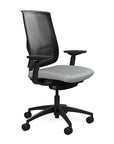 Side view of the Highback SitonIt Focus 2.0 Ergonomic Desk Chair in a black mesh, black frame, platinum vinyl fabric seat. Kansas City Office Design