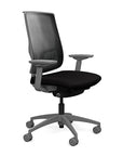 Side view of the Highback SitonIt Focus 2.0 Ergonomic Desk Chair in a black mesh, fog frame, black fabric seat. Kansas City Office Design