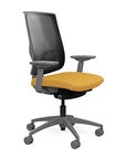 Side view of the Highback SitonIt Focus 2.0 Ergonomic Desk Chair in a black mesh, fog frame, gold fabric seat. Kansas City Office Design