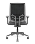 Back view of the Highback SitonIt Focus 2.0 Ergonomic Desk Chair in a black mesh, fog frame, gray fabric seat. Kansas City Office Design
