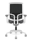 Back view of the Highback SitonIt Focus 2.0 Ergonomic Desk Chair in a black mesh, white frame, gray fabric seat. Kansas City Office Design