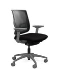 Side view of the Medback SitonIt Focus 2.0 Ergonomic Desk Chair in a black mesh, fog frame, black fabric seat. Kansas City Office Design