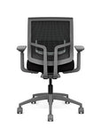 Back view of the Medback SitonIt Focus 2.0 Ergonomic Desk Chair in a black mesh, fog frame, black fabric seat. Kansas City Office Design
