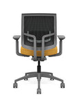 Back view of the Medback SitonIt Focus 2.0 Ergonomic Desk Chair in a black mesh, fog frame, gold fabric seat. Kansas City Office Design