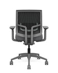 Back view of the Medback SitonIt Focus 2.0 Ergonomic Desk Chair in a black mesh, fog frame, gray fabric seat. Kansas City Office Design
