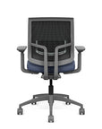 Back view of the Medback SitonIt Focus 2.0 Ergonomic Desk Chair in a black mesh, fog frame, sapphire vinyl fabric seat. Kansas City Office Design
