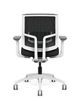 Back view of the Medback SitonIt Focus 2.0 Ergonomic Desk Chair in a black mesh, white frame, black vinyl fabric seat. Kansas City Office Design